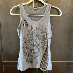 Distressed Las Vegas Harley-Davidson Tank Top with Glitter Detail